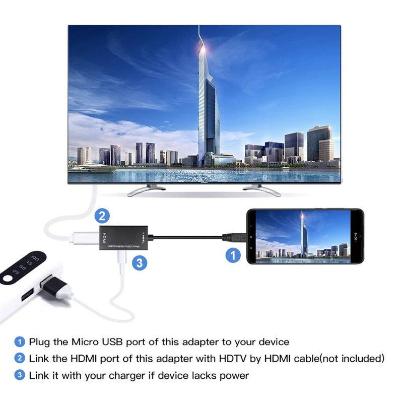 Type C& Micro USB к HDMI 1080P HD аудио видео кабель для HD ТВ конвертеры адаптеры для ТВ ПК ноутбук телефон планшет