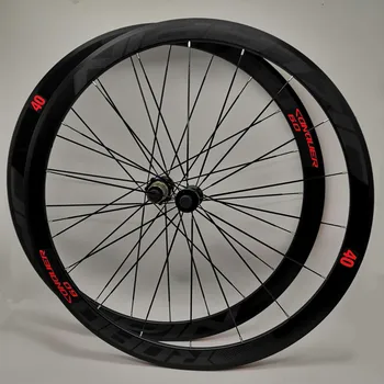 

C6.0 super-light aluminum road bicycle sealed bearing wheelset flat spokes racing 40mm rims 700C with anti-cursor