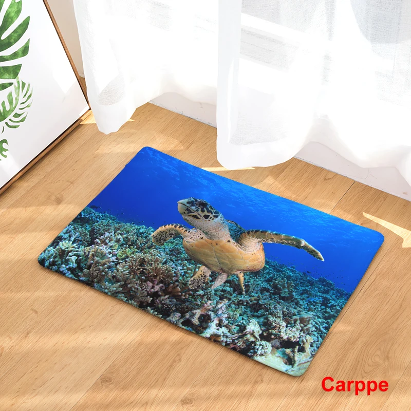 Doormat Carpets Realistic Watercolor Turtles Print Mats Floor Kitchen