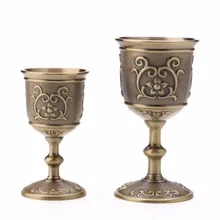 Vintage Hand made Solid Copper Wine Glass Water Goblet Carving Pattern FG