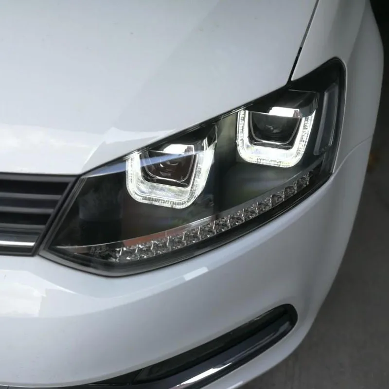 Автомобильный Головной фонарь для VW Polo 2009- СВЕТОДИОДНЫЙ Фонарь Ангел глаз UU стиль проекционный ксеноновый луч фары аксессуары