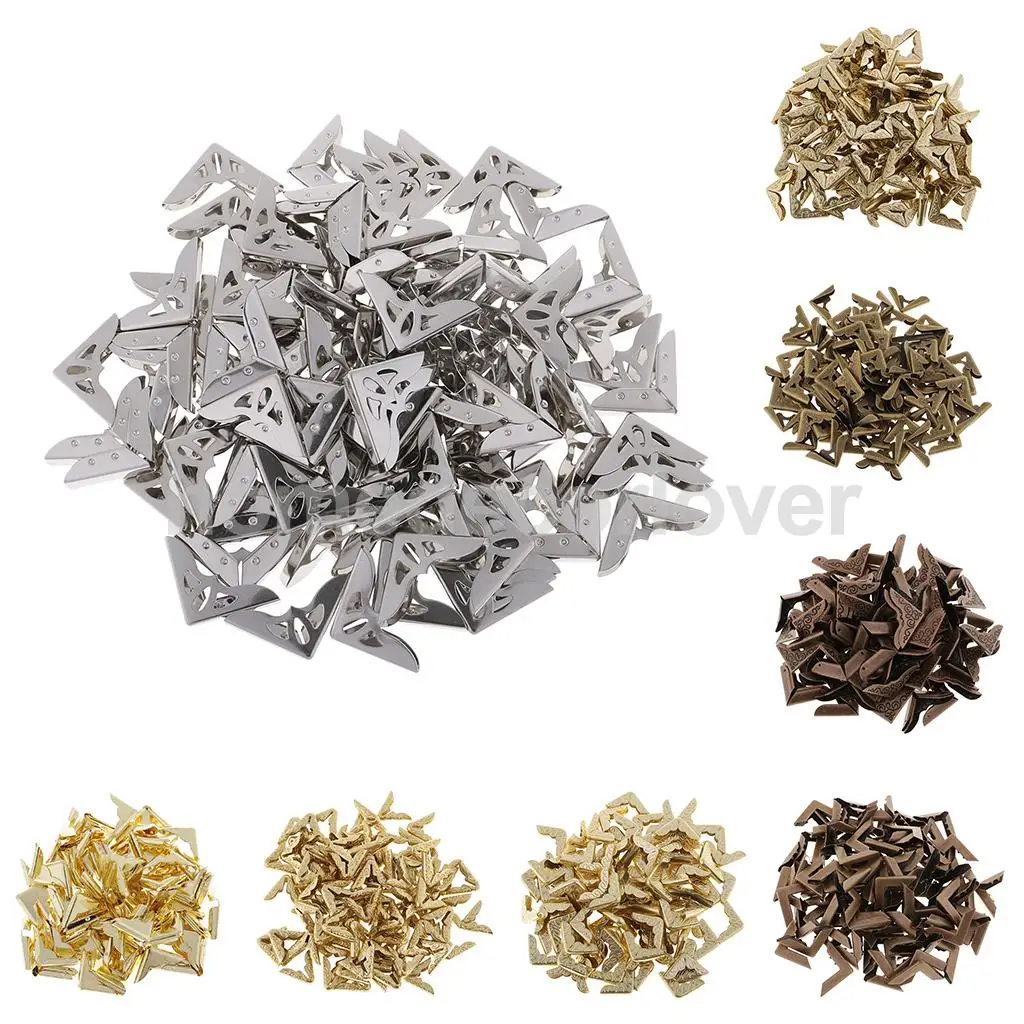 

100 PCS Vintage Decorative Metal CORNER PROTECTORS for Scrapbook Photo Album Menus Folders Book Decoration Craft Nostalgic Retro
