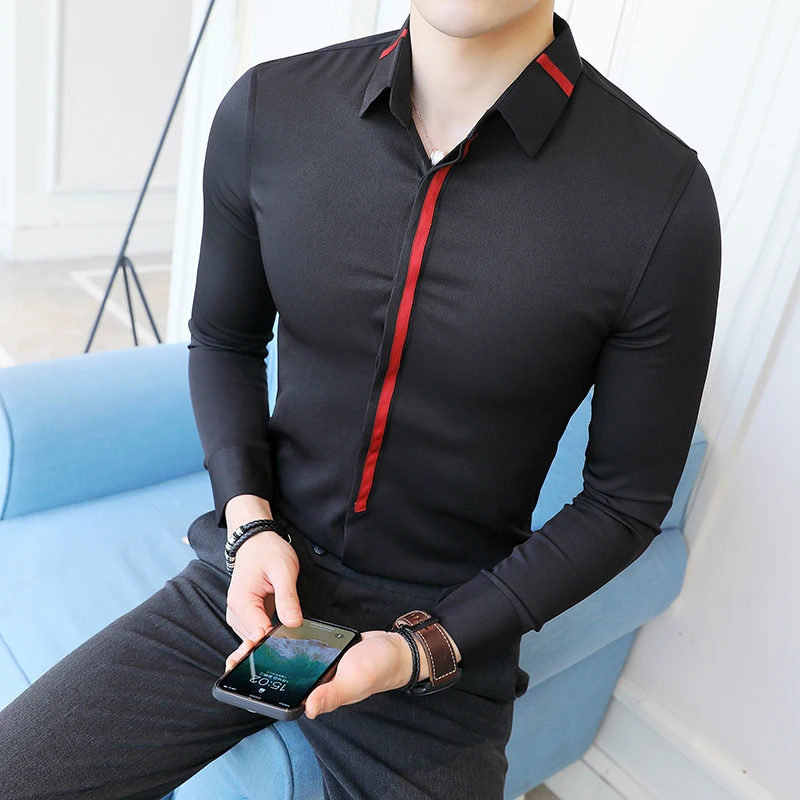 Aliexpress.com : Buy Black White Men Shirt Long Sleeve
