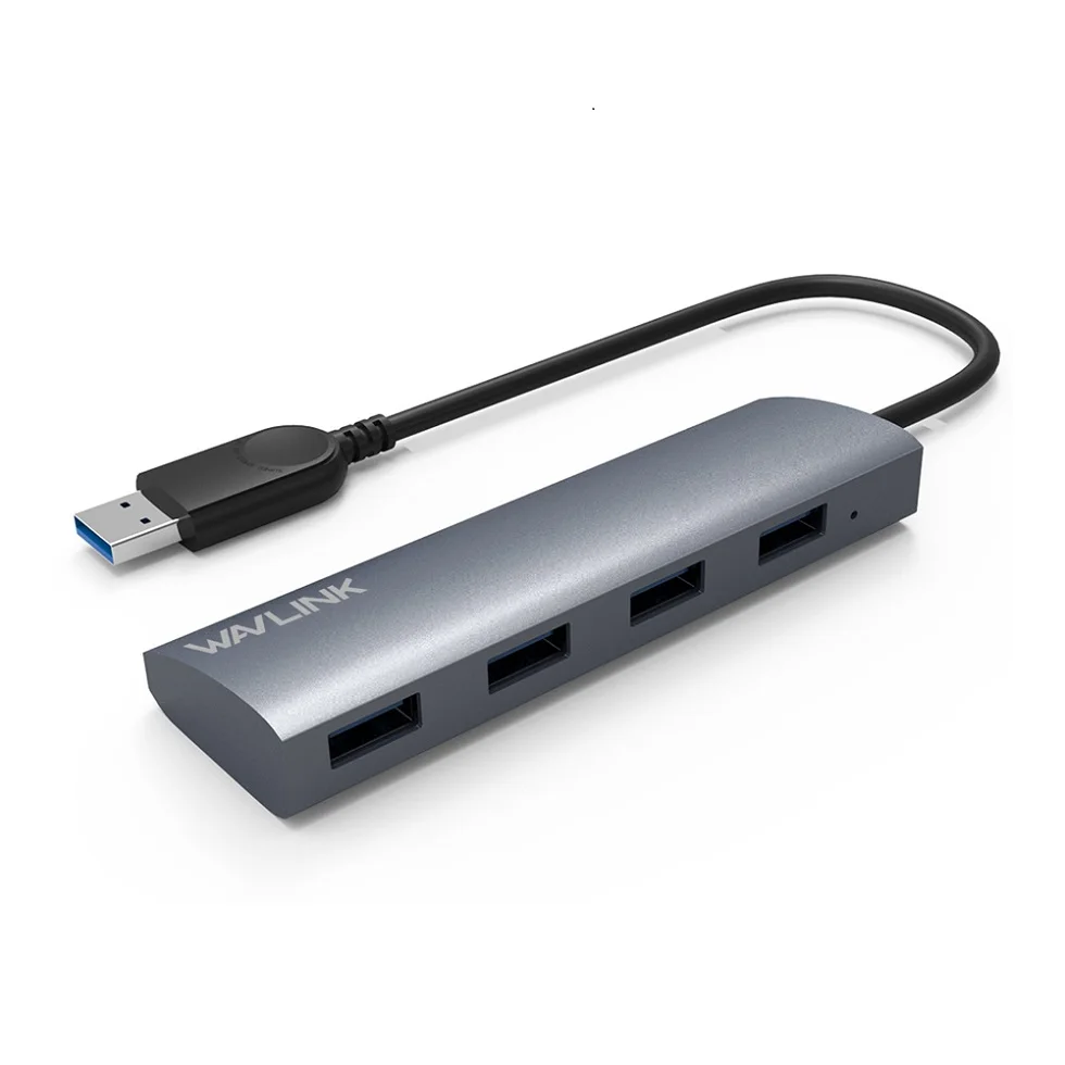 Wavlink usb-хаб 3,0 4 порта алюминиевый сплав высокая скорость 5 Гбит/с Мульти USB 3,0 концентратор разветвитель адаптер для ноутбука macbook компьютер - Цвет: Серый