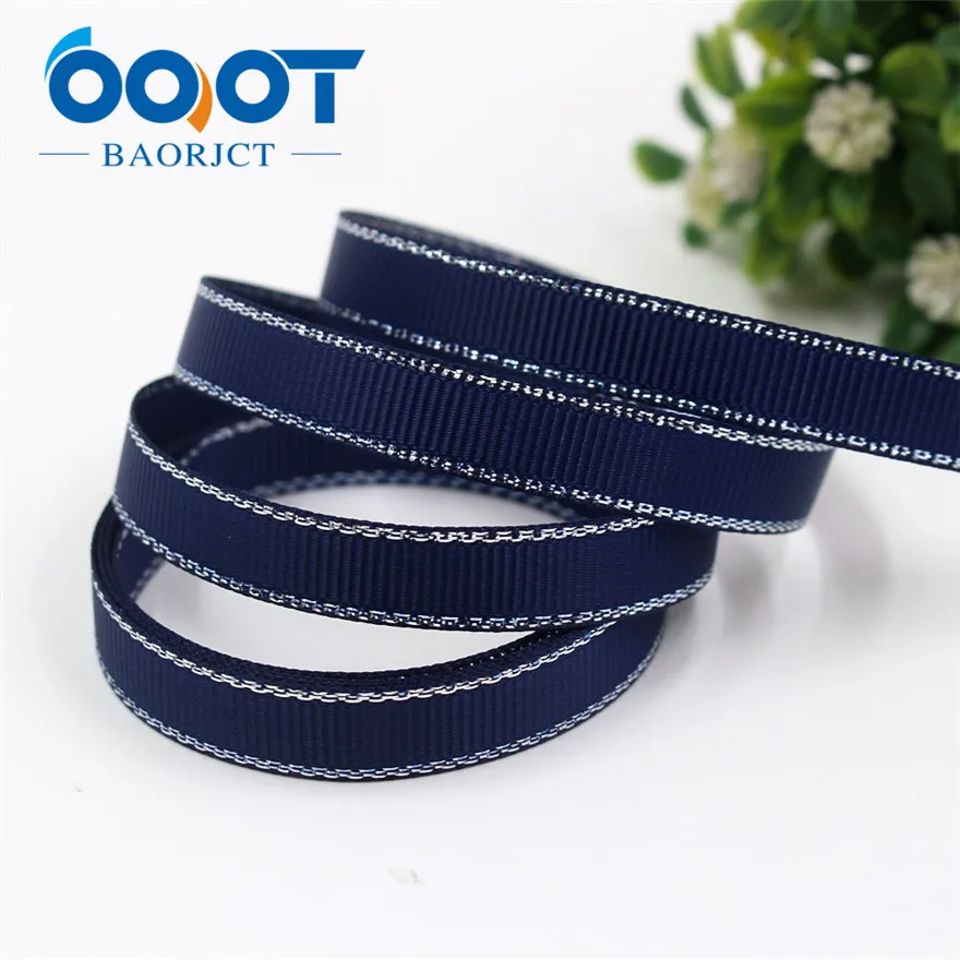 OOOT BAORJCT I-19316-565 10 мм 10 ярдов Серебряный двусторонний grosgrain ленты, DIY лук кепки аксессуары и украшения - Цвет: I-19316-572