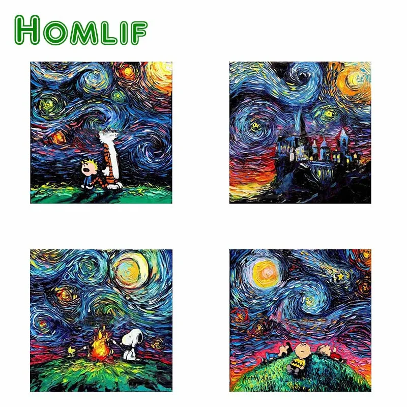 

HOMLIF 5D DIY Diamond Embroidery Abstract Landscape Cartoon Animal Series Diamond Painting Cross Stitch Mosaic Home Decoration