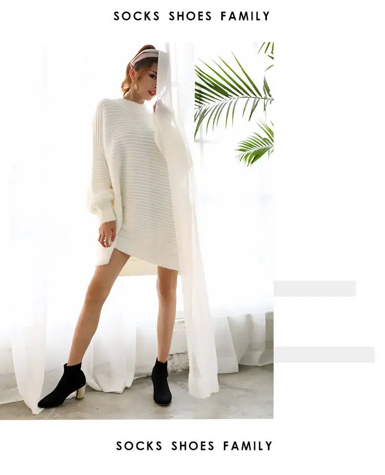2018 New Autumn And Winter Women's Shoes Casual Stretch Boots High Heel Socks Boots Fashion Ankle Boots M8D143 (10)
