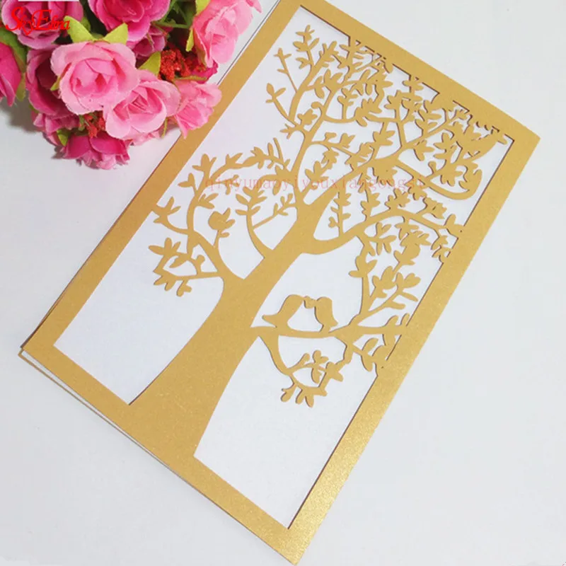 10pcslot Hot Sale Chic Tree Design Laser Cut Wedding Invitation Card Wedding Party Decoration Paper Craft Greeting Card 6ZSH196 (9)