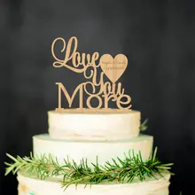 Люблю тебя больше персонализированные древесины торт Топпер пользовательских Свадебный Топпер