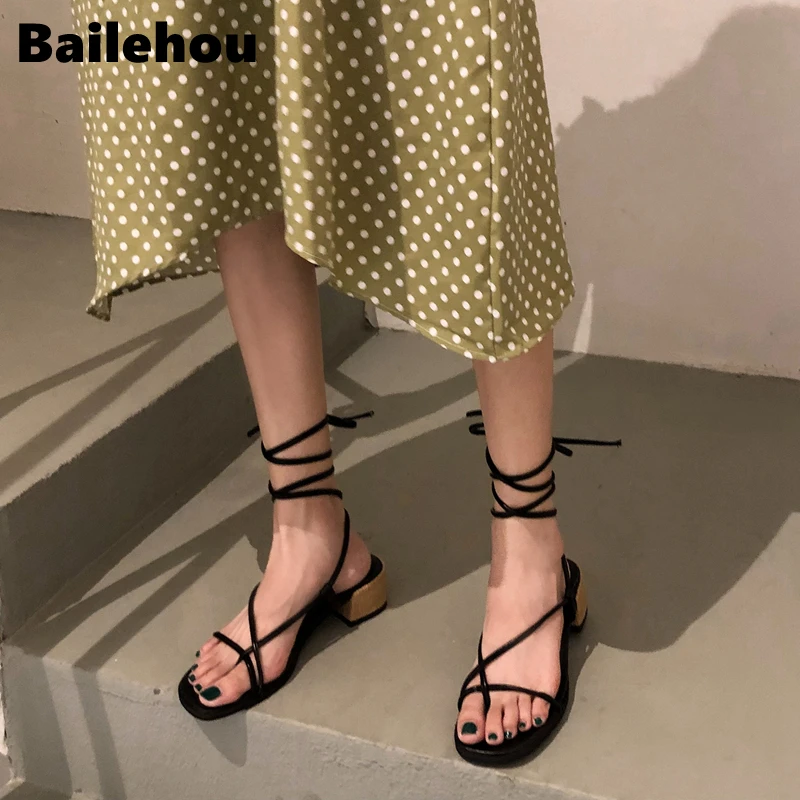 

Bailehou New Fashion Women Sandals Back Strap Summer Shoes Gladiator Casual Sandal Narrow Band sandalias Low Heel Zapatos Mujer