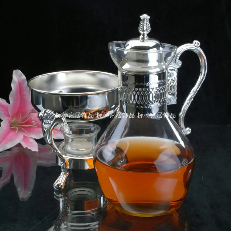 Европейский посеребренный стеклянный кофейник домашний заварочный чайник отель