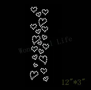 

New Arriaval heart pattern cheer Bow Strips Rhinestone Template designs rhinestones motif transfer