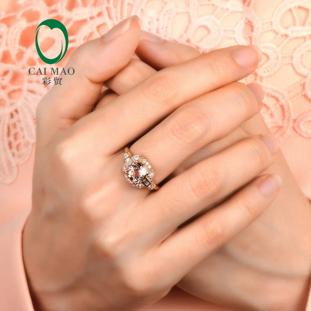 2.35ct VS 8 мм круглая морганитовая мозаика Алмаз Настоящее 14 к розовое золото обручальное кольцо