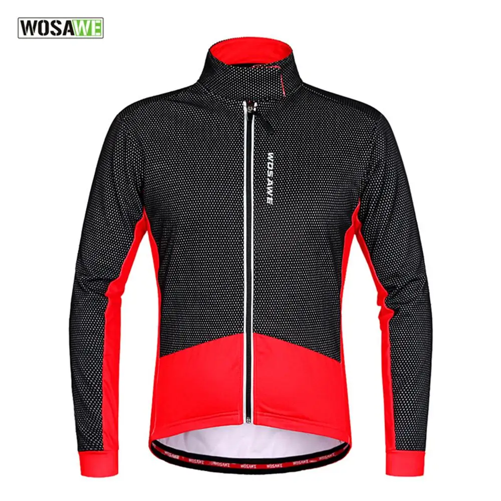 WOSAWE Winter Thermal Fleece Windproof Long Sleeve Cycling Jersey