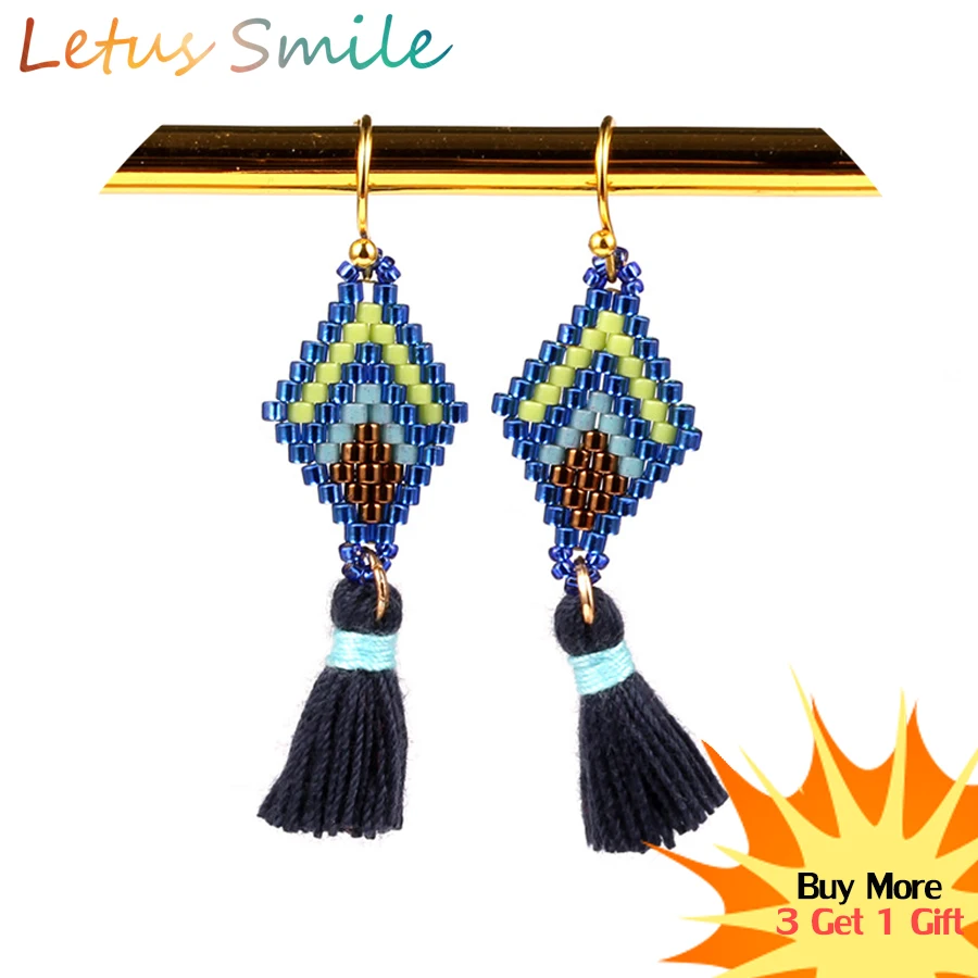 

Bohemian Japanese Beads Drop Earring Tassel Boho Miyuki Glass Bead Earrings Women Fashion Pendant Earring Handwoven Ear Jewelry