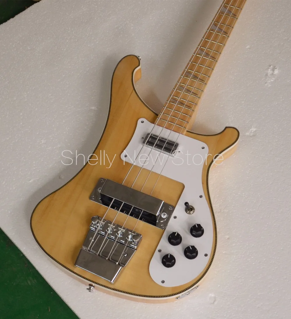 

Shelly new store factory custom natural maple body neck through Rick 4 strings bass RK 4003 electric bass guitar shop