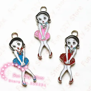 

14*43mm kawaii girl metal charm 10pcs/lot free shipping 3 color