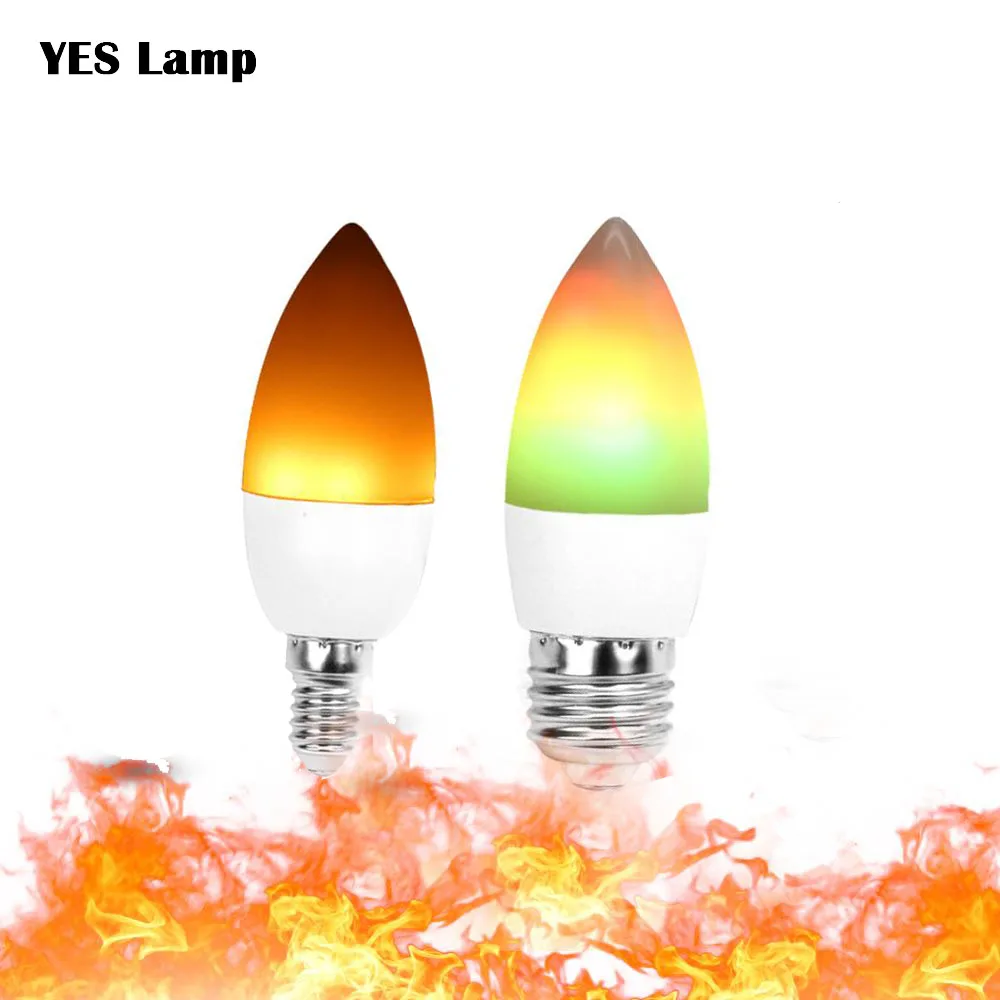 

LED RGB Candle Lamp 3W E12 E14 E27 Flame Effect Fire Light AC 110V 220V Decor Yard Night light Flickering Emulation Lamparas