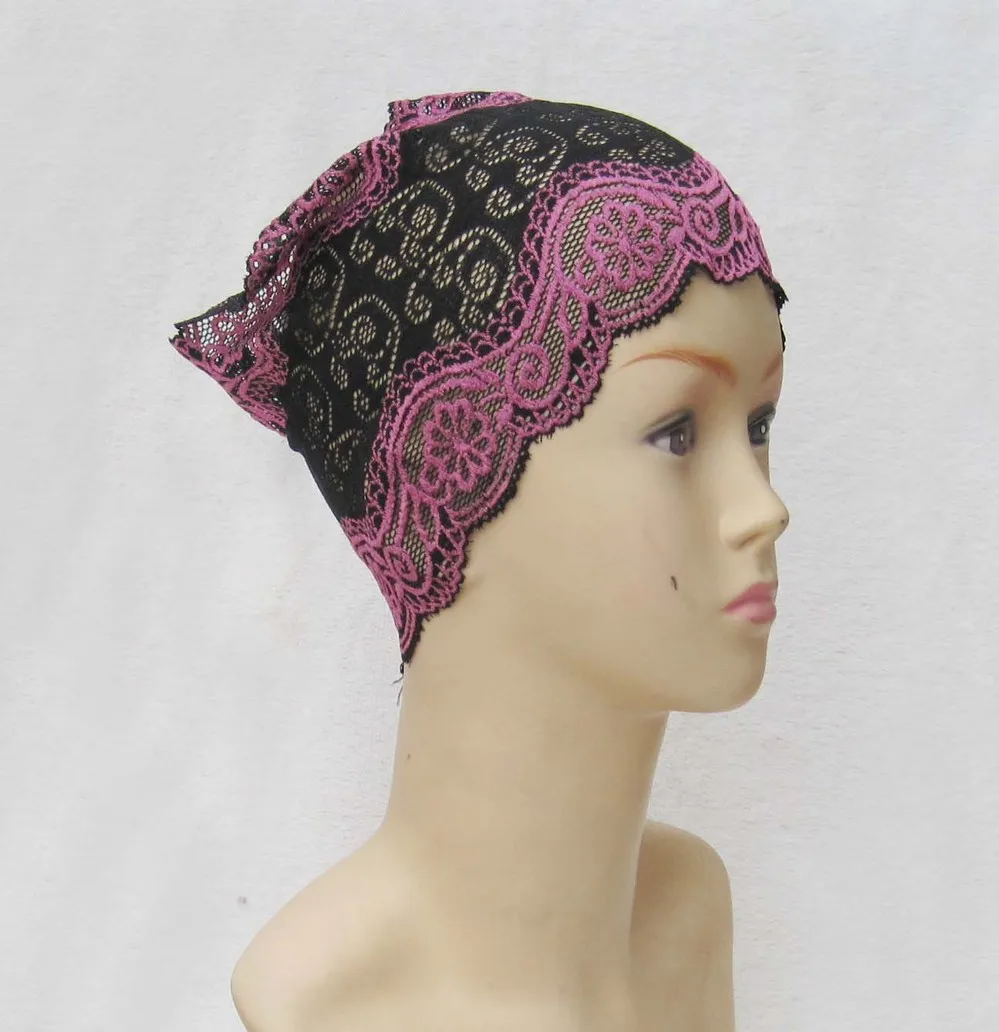Размеры 25*31 см мусульманин внутренний шляпа Кружево под шарф хиджаб капот Кепки Головные уборы Исламская тюрбан под трубки - Цвет: Style 7