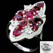 7.3g Real 925 Solid Sterling Silver Round Real Rea Ruby CZ SheType Engagement Rings US 8.0# 32x15mm 7.3g Real 925 Solid Sterling Silver Round Real Rea Ruby CZ SheType Engagement Rings US 8.0# 32x15mm