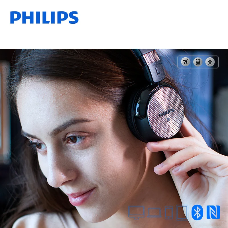 Оригинальные Беспроводные Наушники Philips SHB8850 с активным шумоподавлением, Bluetooth, NFC, гарнитура с микрофоном, официальная проверка