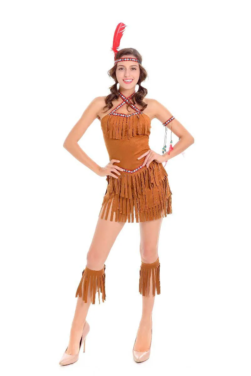 Новый сексуальный женский костюм Pocahontas коренной американский индеец дикое