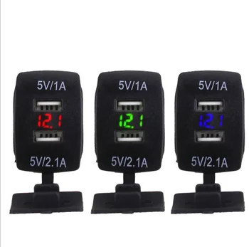 

by DHL or Fedex 100pcs 12-24V LED Digital Display Voltmeter 2.1A + 1A Dual USB Charger for Motorcycle Boat Car charger