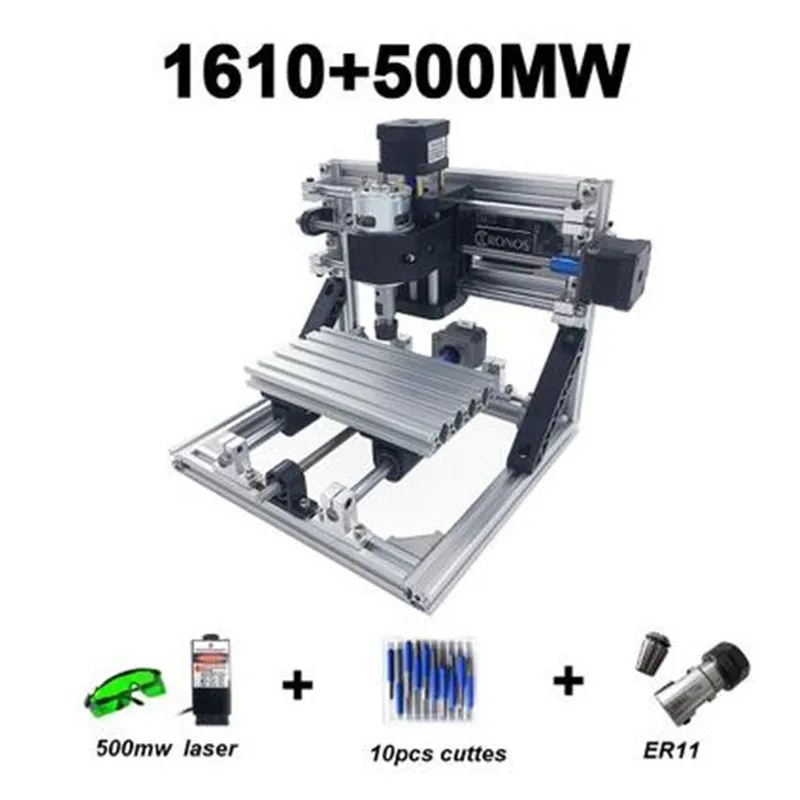 DIY фрезерный станок с чпу наборы 1610 GRBL управления резьба по дереву фрезерный гравировальный станок(рабочая зона 16x10x4,5 см, 3 оси - Цвет: cnc1610-500mw