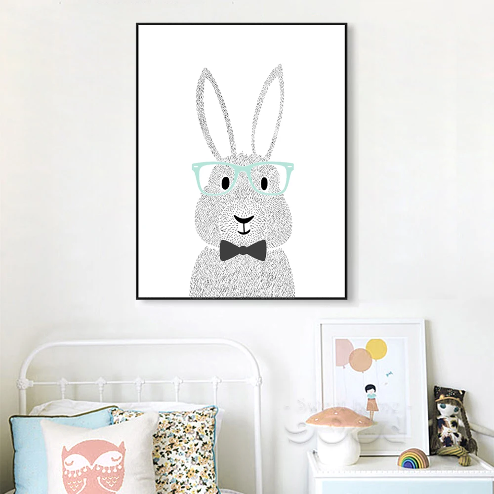 

Cartoon Rabbit Canvas Art Print Painting Poster, Wall Picture for Children Room Decoration, Wall Decor CM017