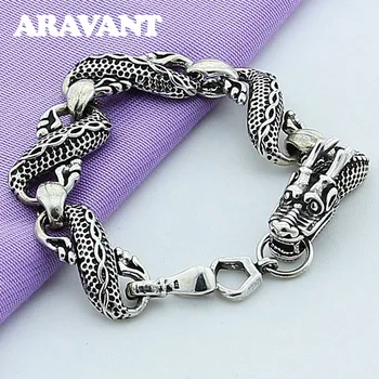 

925 Sterling Silver Bracelets Black Dragon Bracelets For Men Fashion Punk Rock Style Jewelry Gifts