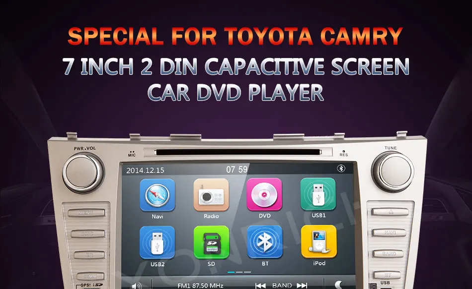Sale 2 Din Car DVD Multimedia Player For Toyota Camry 2007 2008 2009 2010 2011 Aurion GPS Navigation Head Unit Stereo Radio Audio BT 0