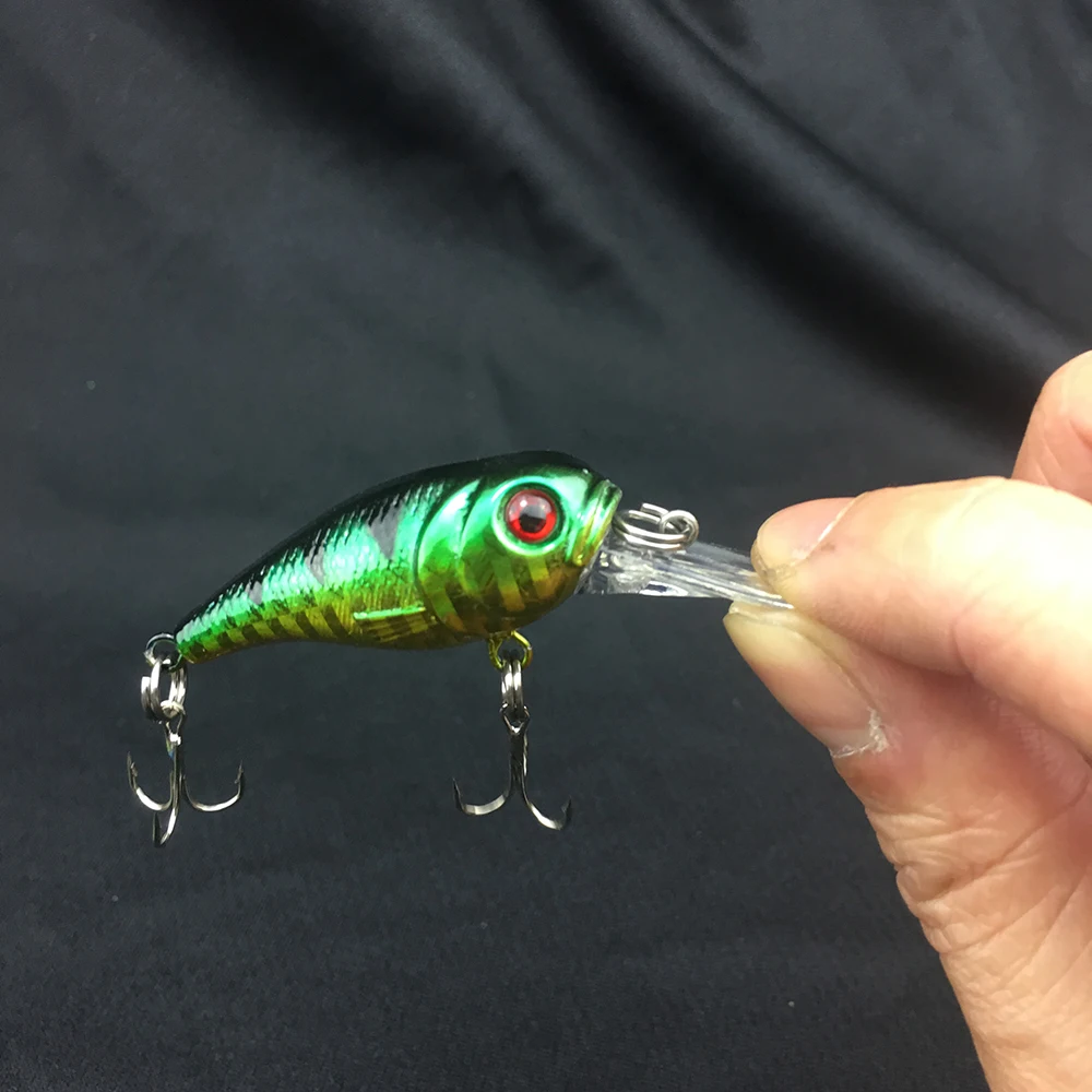 Fishing Lures Minnow rock Crank Bait Crankbait Bass Treble Hook Swing