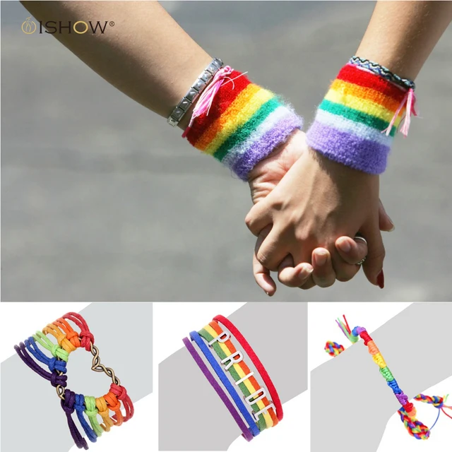 Hot Rainbow Gay Pride Multicolor"PRIDE"Leather Bracelet Charming