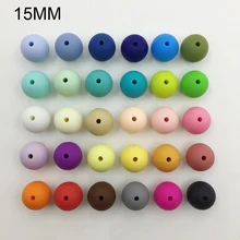 NOVO! 15 MM Rodada bead 100 Pçs/lote Silicone Dentição Colar beads 30 cores Silicone de Grau Alimentar solta pérola para bebê mastigar BPA livre
