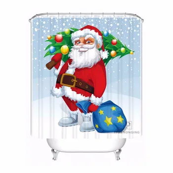 

Custom Merry Christmas Bathroom Acceptable Shower Curtain Polyester Fabric Bathroom Curtain #180320-01-151