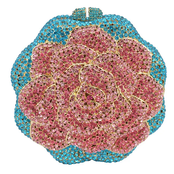 Клатч в форме розовых роз с кристаллами,, разноцветные вечерние сумочки ручной работы с бриллиантами, свадебные сумочки на заказ SC021 - Цвет: H evening bags