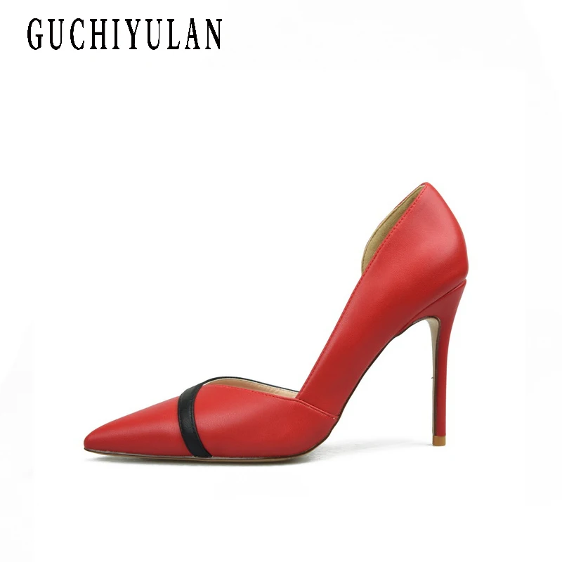 

2018 Autumn High Quality Sexy Women Pumps Pointed Toe shoes Leather Thin High Heels Wedding Shoes Pumps Party Shoes