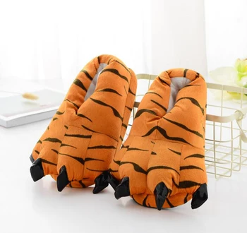 

Autumn and Winter Coral Super Soft Velvet Dinosaur Pikachu Claw Shoes Explosion Models Thick Non-slip Plush Cotton Slippers