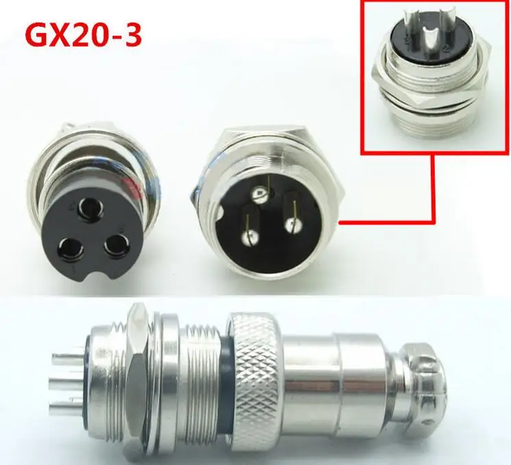 1pcs GX20 3 Pin Male & Female 20mm Wire Panel Connector Aviation Plug L95 Circular Socket Free Shipping | Обустройство дома