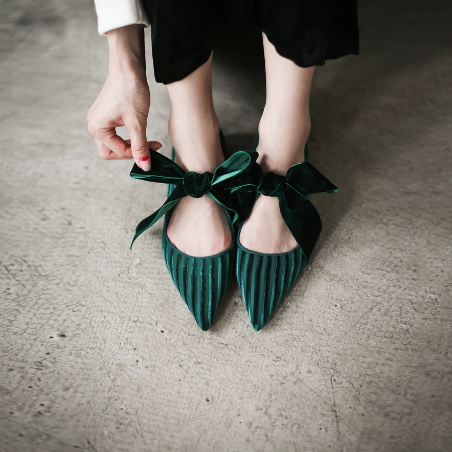 dark green ballet flats