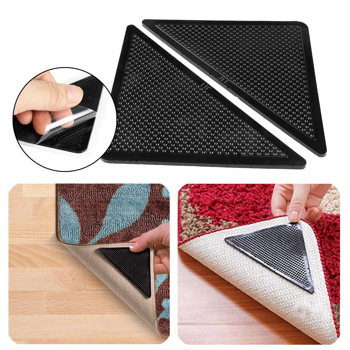 8pcs Reusable Rug Carpet Corner Mat Grippers Anti Slip Silicone Grip