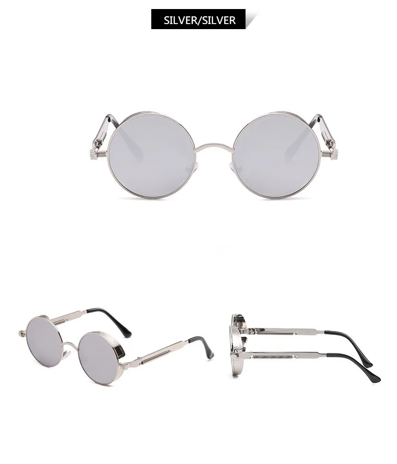 Стимпанк Круглые Солнцезащитные очки для мужчин и женщин, модные брендовые дизайнерские ретро винтажные солнечные очки, качественные UV400 металлические очки
