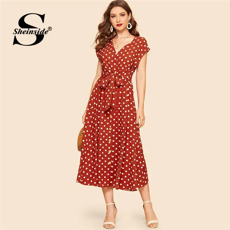 Polka Dot Dress Rust Store, 52% OFF 
