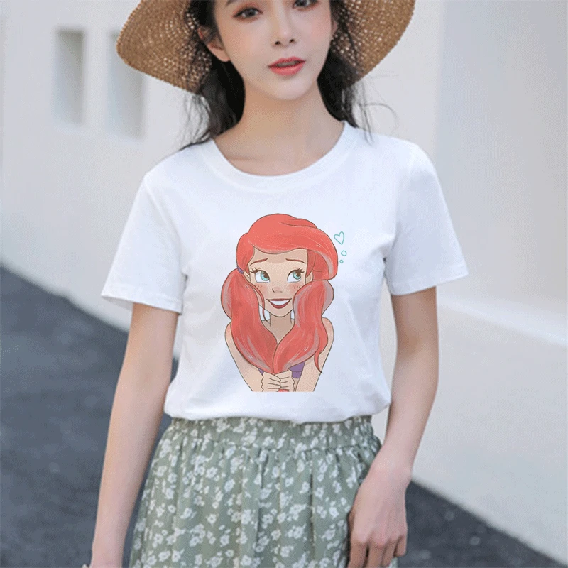 

Camisetas Verano Mujer 2019 Harajuku Kawaii Princess Aesthetic Vintage Couple Funny T Shirt Women Vogue Print Short Sleeve Tops