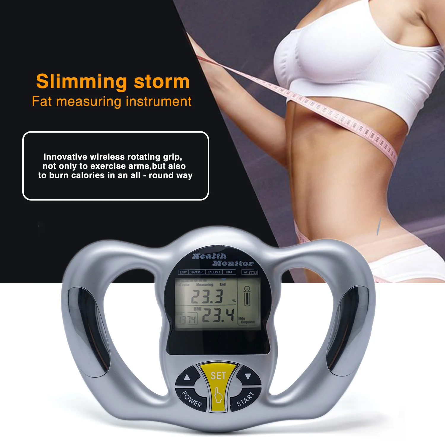 Povihome مراقب الرقمية LCD الدهون محلل BMI متر الوزن فقدان اختبار السعرات الحرارية حاسبة قياس الرعاية الصحية أدوات C1418