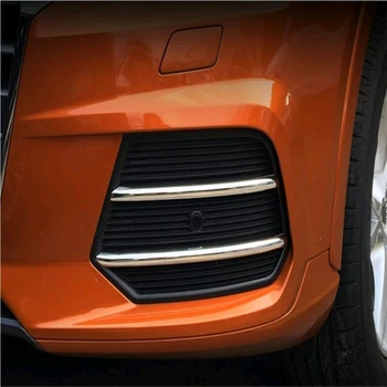 

WELKINRY car auto cover styling for Audi Q3 2016 2017 2018 ABS chrome front head fog lamp light grille moulding trim 4pcs