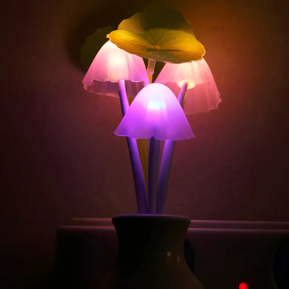 ICOCO 2017 Colorful LED Sensor Mushroom Lotus Light Bedroom Night Lamp