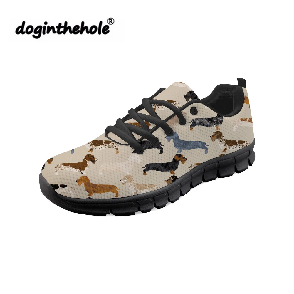 Doginthehole модные кроссовки Женская обувь Doxie Одежда для собак туфли на плоской подошве с принтом; Женский, сетчатый хрустальные свадебные