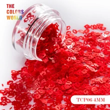 Любовь Губ формы 4 мм Размер 6 видов цветов Блеск для ногтей Блеск ногтей украшения макияж, боди-арт живопись ногтей гель и DIY