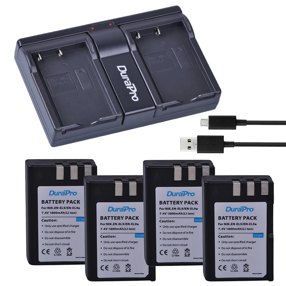 DuraPro 4x 1800mAh EN EL9 EN EL9 ENEL9 Rechargeable Camera Battery
